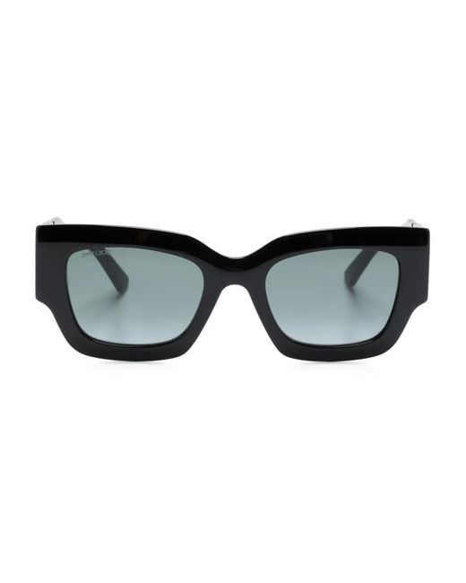 Jimmy Choo Black Nena Rectangle-Frame Sunglasses