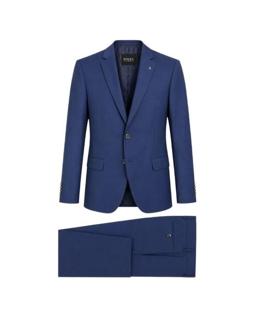 DIGEL Blue Single-Breasted Notch-Lapel Suit for men
