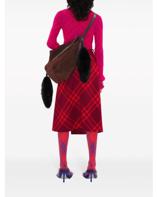 Burberry Red Check Wool Skirt - Women's - Buffalo Horn/wool