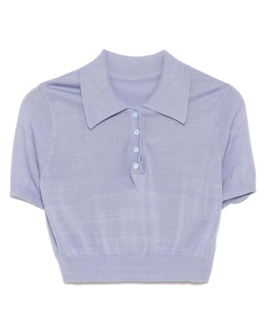 Cynthia Rowley Blue Knitted Polo Top