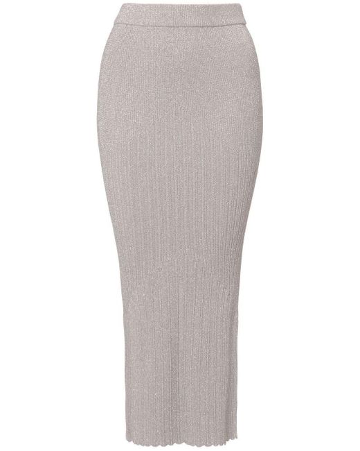 Nicholas Anniken Knitted Midi Skirt in Gray | Lyst