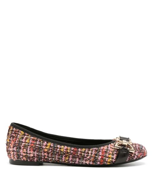 Roberto Festa Brown Roberta Bouclé Flat Ballerina Shoes