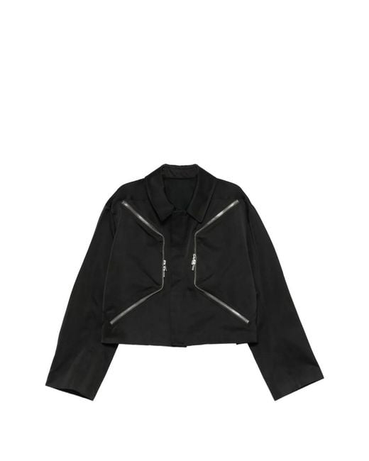 Rick Owens Black Zip-Up Shirt Jacket for men