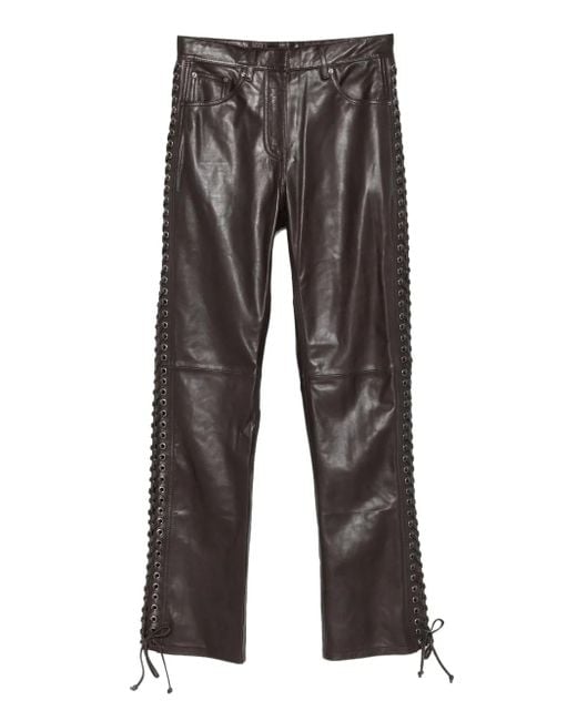 ROTATE BIRGER CHRISTENSEN Gray Leather Pants
