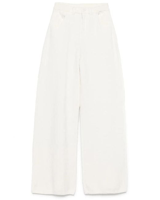 AYA MUSE White Wide-Leg Knitted Trousers