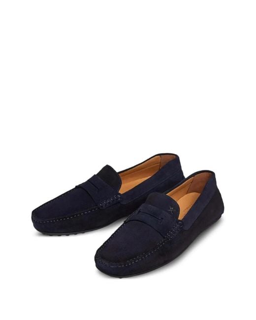 Hackett Blue Driver Saddle Suede Loafers for men