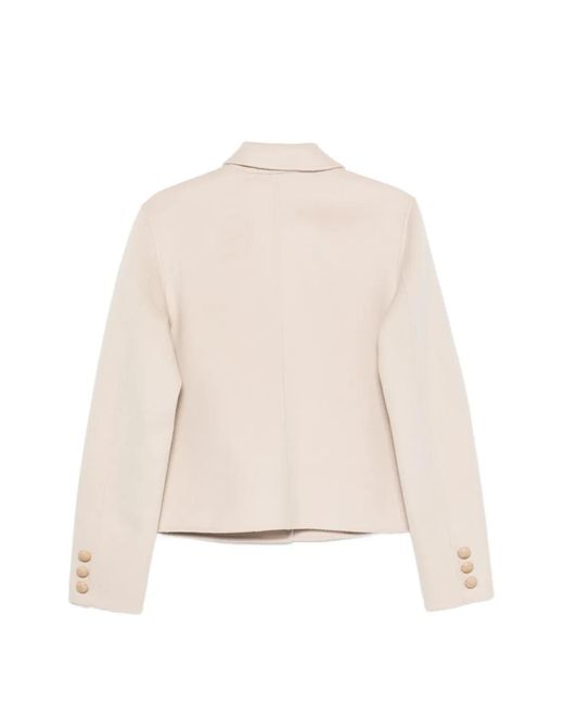 Semicouture Natural Button-Up Wool Jacket