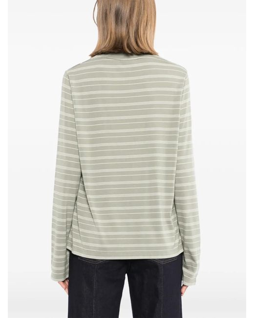 Maison Kitsuné Gray Striped Long-Sleeve T-Shirt