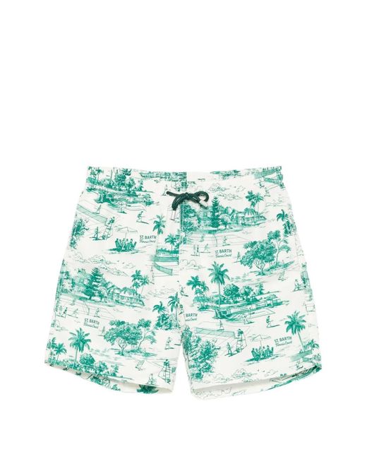 Mc2 Saint Barth Green Gustavia Printed Swim Shorts for men