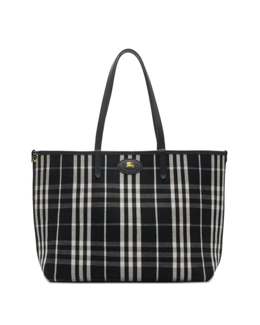 Burberry Black Medium Bloomsbury Reversible Check Tote Bag