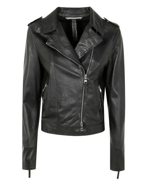 The Jackie Leathers Leren Bikerjack in het Black