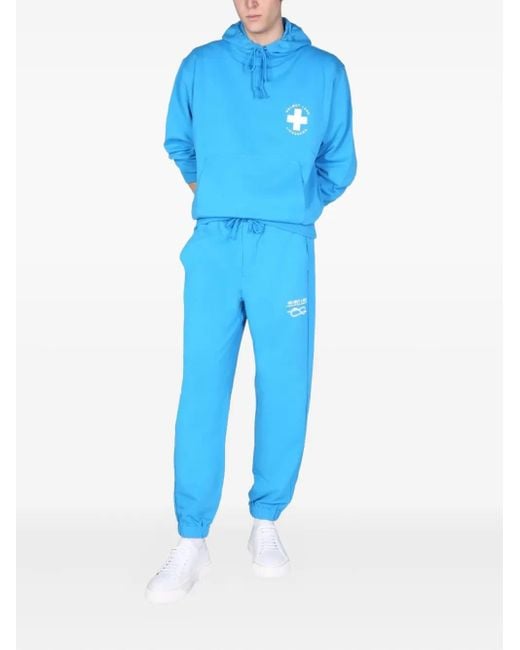 Helmut Lang Blue Drawstring Cotton Track Pants for men