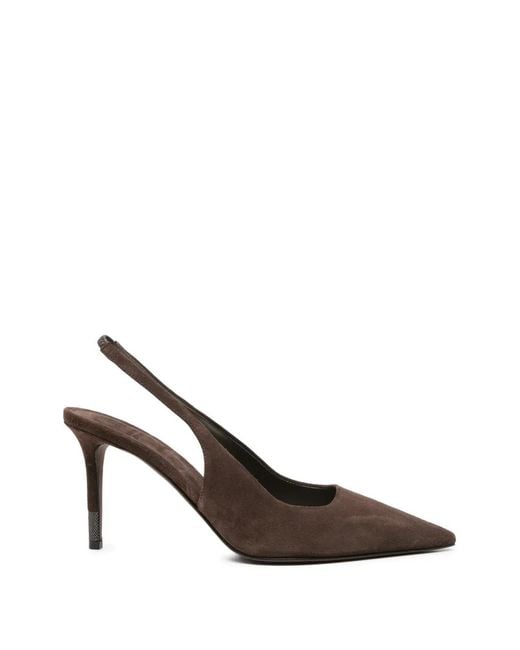 Brunello Cucinelli Brown Monili-Chain Pointed-Toe Sandals