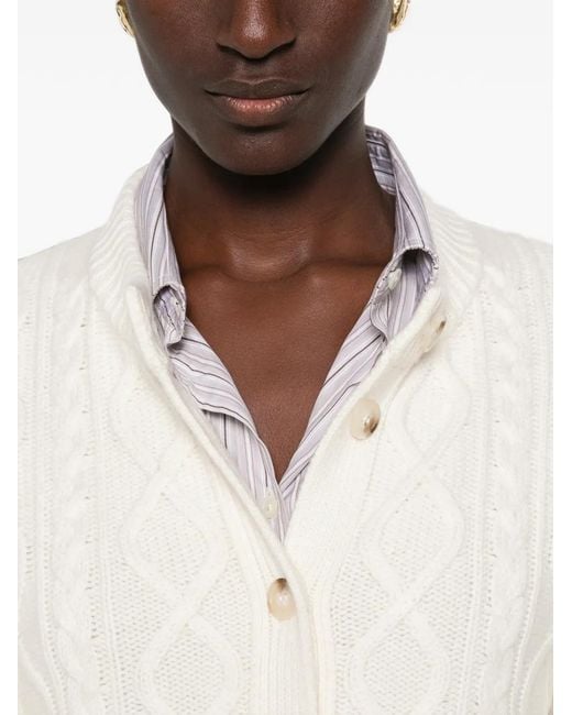 Soft Goat White Cable-Knit Cardigan