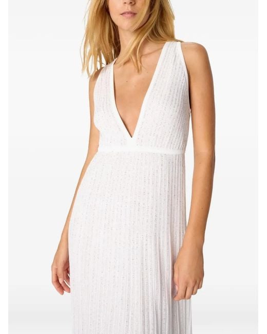 Missoni White V-Neck Midi Dress