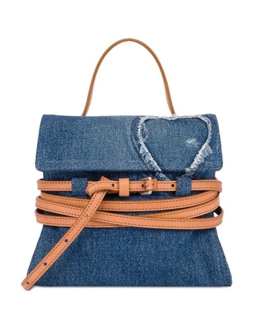 Moschino Blue Top-Handle Wrap Small Clutch Bag
