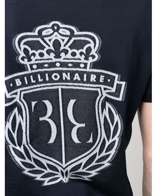 Billionaire Blue Embroidered-Logo T-Shirt for men