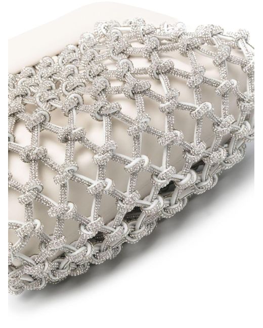 THEMOIRÈ White Tia Knots Rhinestone-embellished Clutch Bag