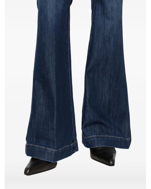 Seafarer Blue Logo-Embroidered Flared Jeans