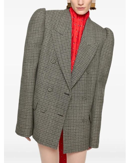 Blazer Doppiopetto Con Motivo Pied-De-Poule di Acne in Gray