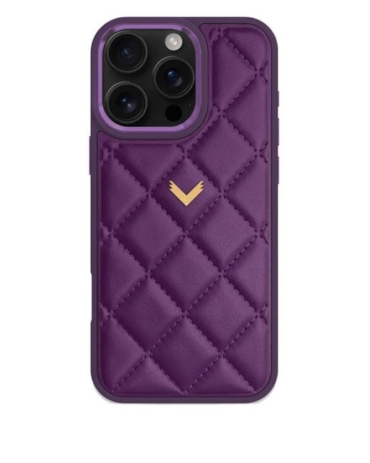 Velante Purple Quilted Leather Iphone 16 Pro Max Case