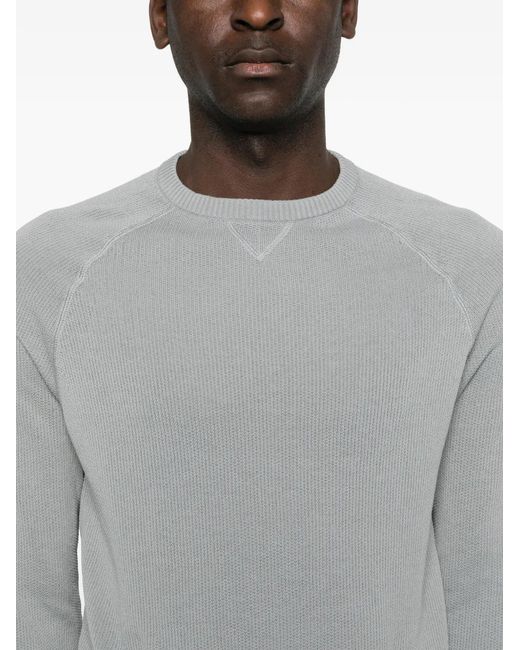 Eleventy Gray Round Neck Knitted Sweater for men