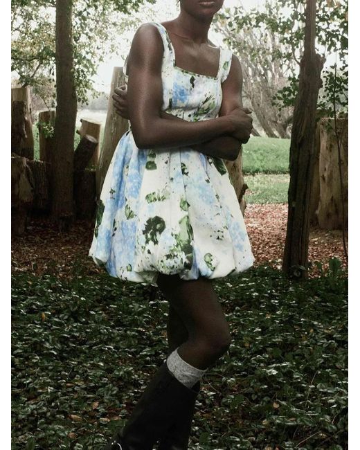 Aje. Green Suzette Floral-print Balloon Mini Dress