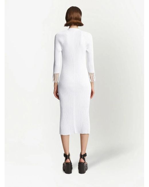 Proenza Schouler White Ribbed-Knit Buttoned-Up Dress