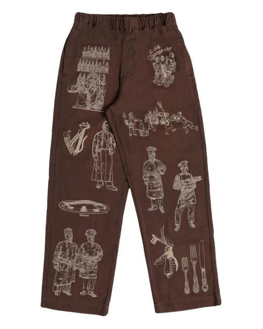 Pantaloni Con Ricamo Restaurant di Samuel Zelig in Brown da Uomo