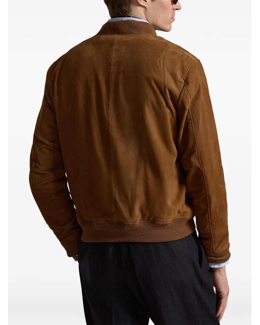 Polo Ralph Lauren Brown Zipped Suede Jacket for men