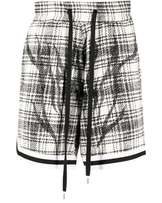 Haculla Gray Plaid-Pattern Tweed Shorts for men