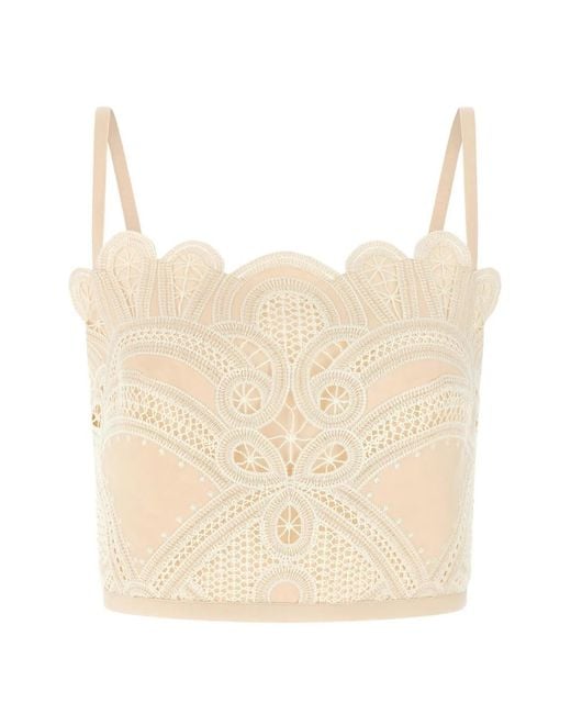 Elie Saab Natural Macramé Scalloped Bralette