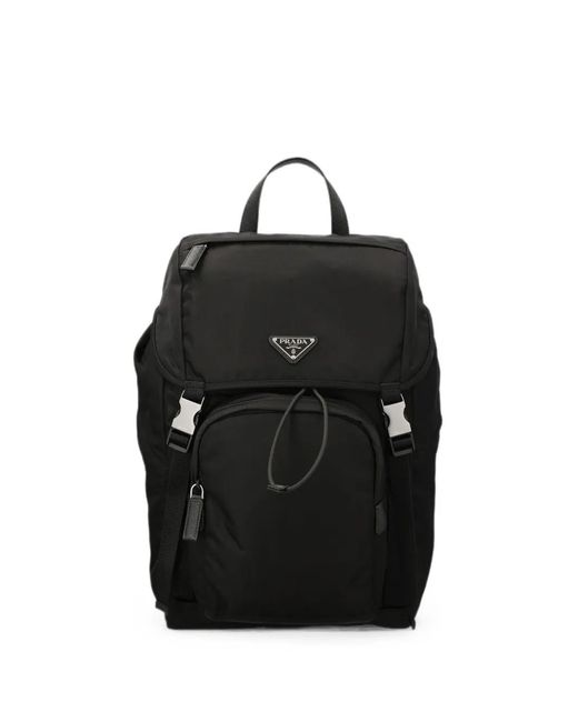 Prada Black Re-Nylon And Saffiano Leather Backpack for men