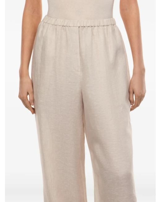 12 STOREEZ White Santorini Drawstring-Hem Trousers