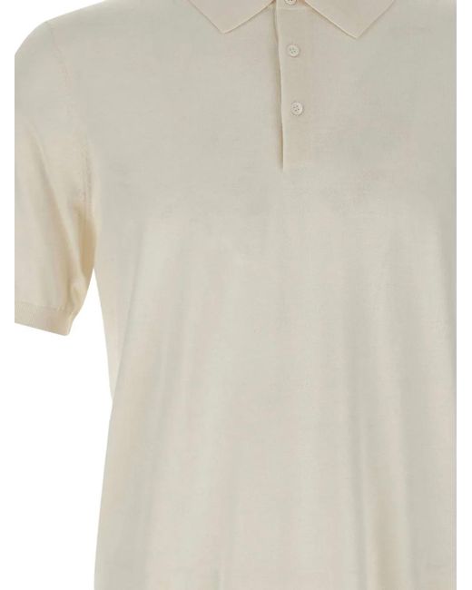 Kangra White Ribbed Polo Shirt for men