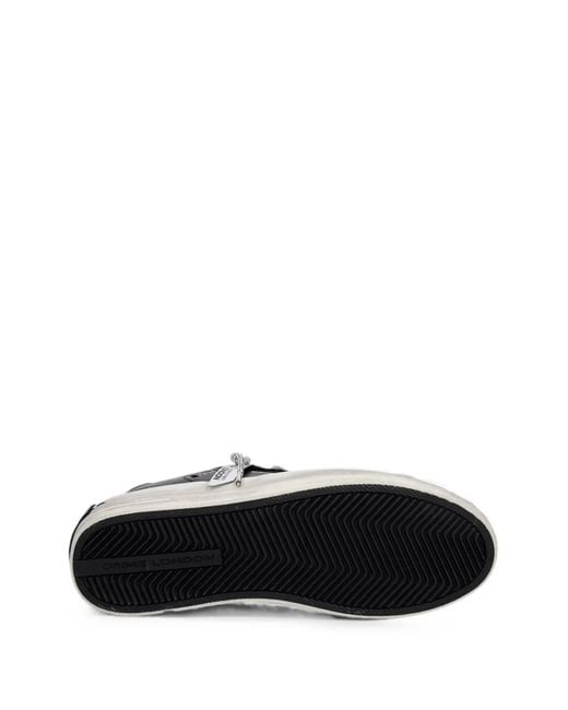 Crime London Black Sk8 Deluxe Wedge Rhinestone-Embellished Leather Sneakers