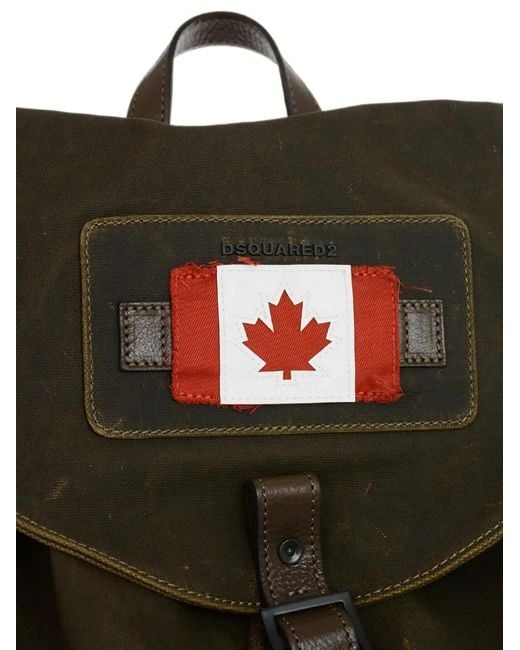 DSquared² Green Flag-Patch Side-Pocket Backpack for men