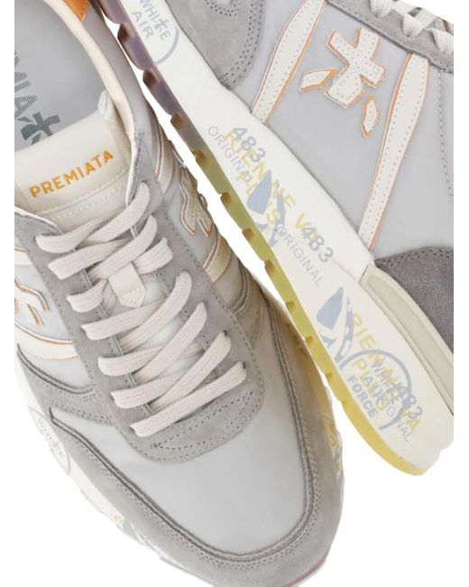 Premiata White Lander Panelled Sneakers for men