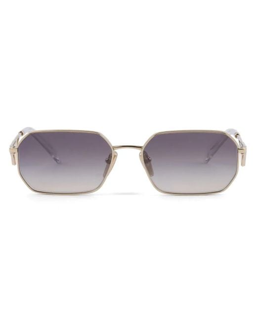 Prada Metallic Triangle-Logo Rectangle-Frame Sunglasses