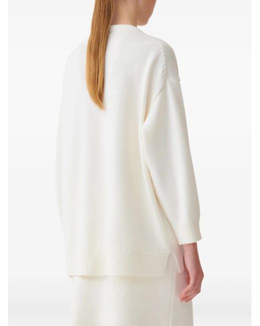 Fabiana Filippi White Braid-Trimmed V-Neck Cardigan