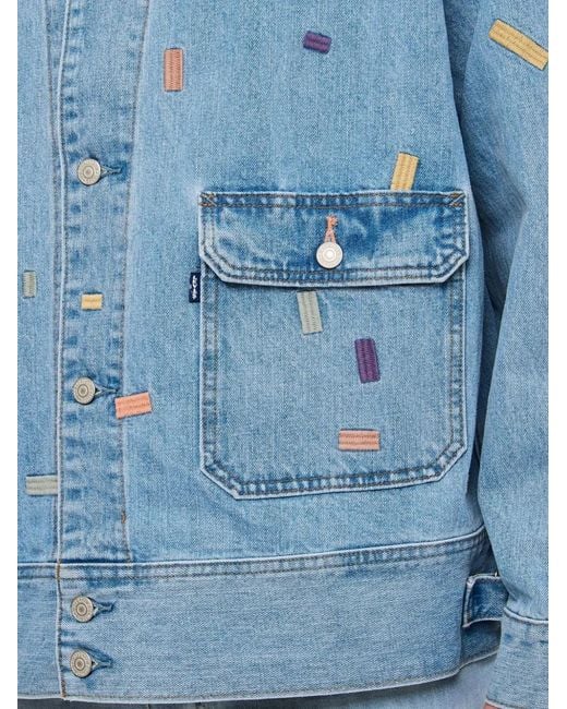 Levi's Blue Embroidered Patch Denim Jacket for men