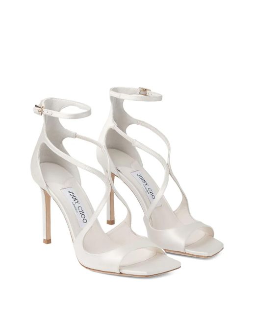 Jimmy Choo White 95Mm Azia T-Strap Sandals