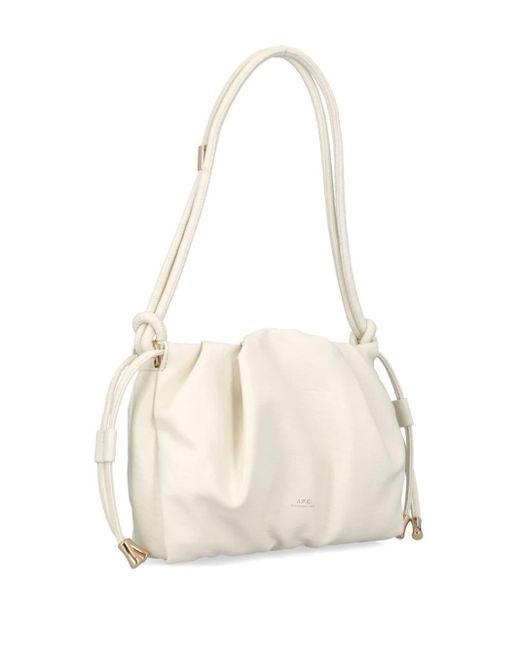 A.P.C. White Mini Ninon Gathered Shoulder Bag