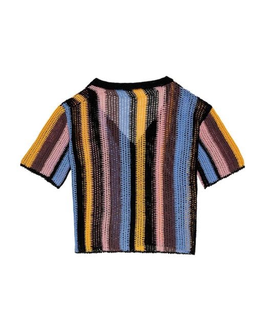 Agua Bendita Blue Axel Stripe Crochet Shirt