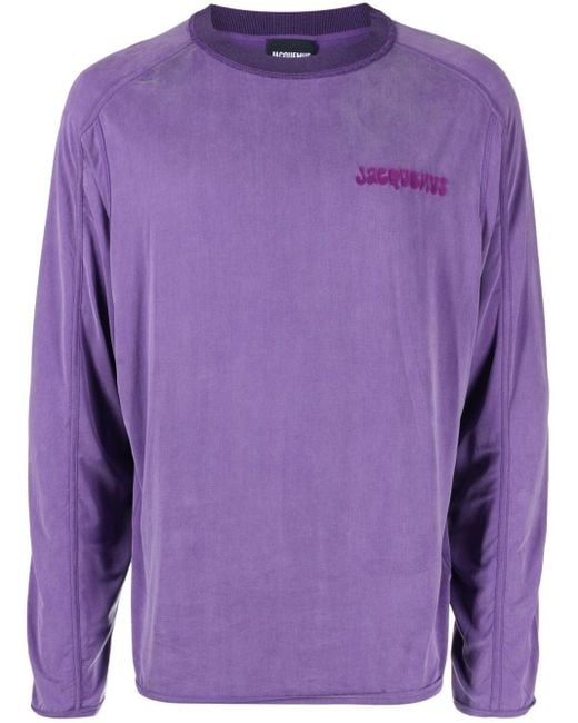 Jao logo-embroidered long-sleeve T-shirt di Jacquemus in Purple da Uomo