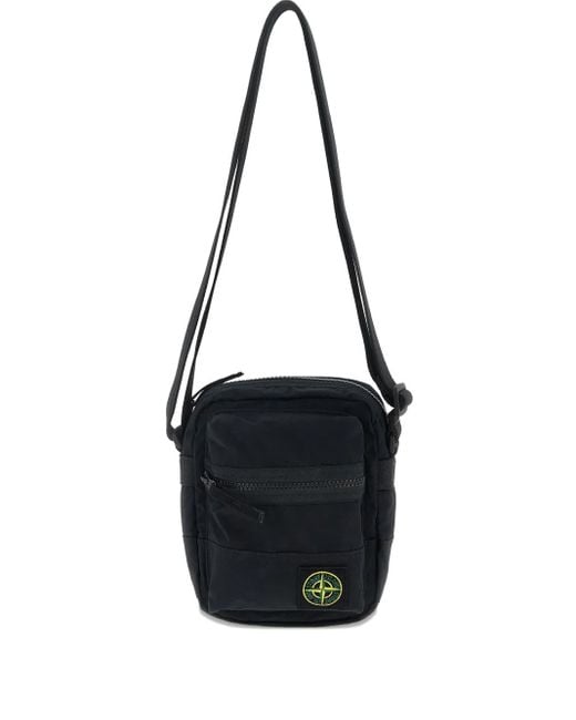 Stone Island Black Compass-Patch Shoulder Bag for men
