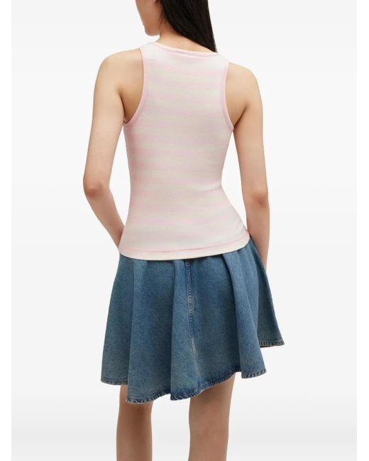 Ganni Pink Tank Top Natural Stripes