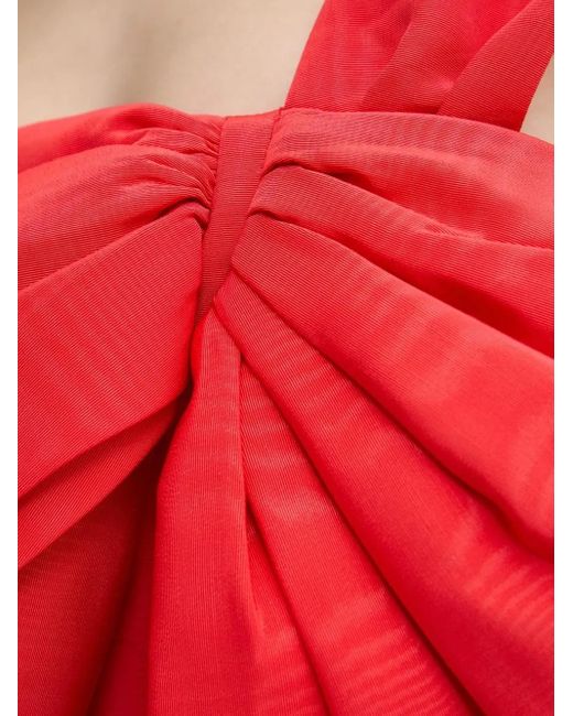 Robe Asymétrique À Détail De Nœud Bardot en coloris Red