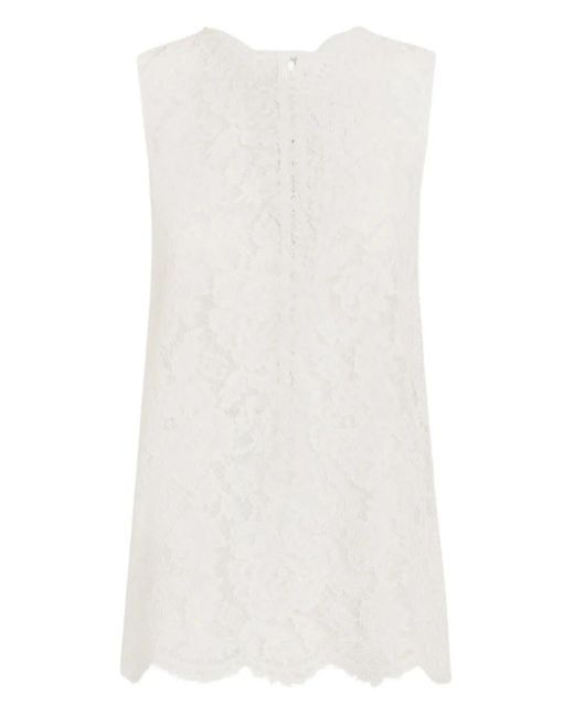 Dolce & Gabbana White Dna Lace-Detailing Top