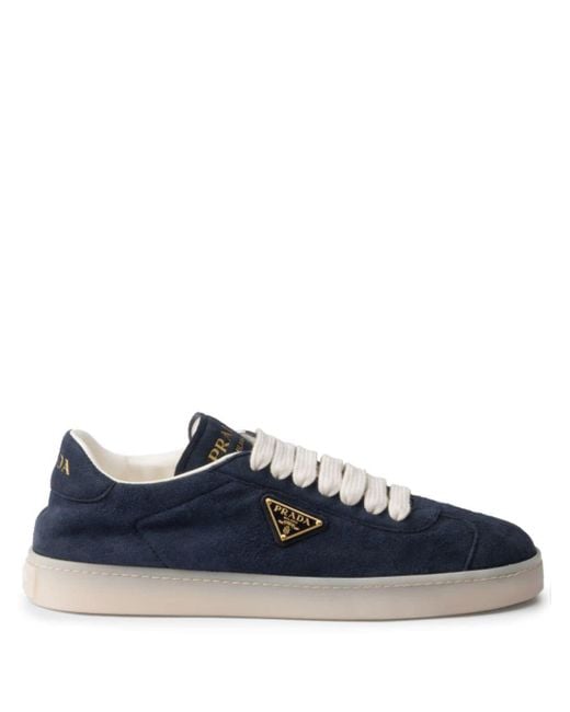 Prada Blue Triangle-logo Suede Sneakers